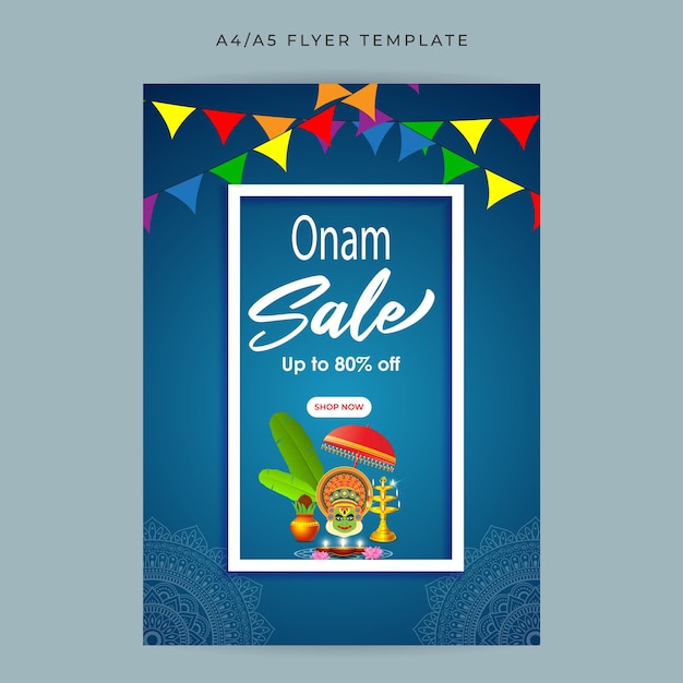 Happy Onam Sale 소셜 미디어 스토리 피드 모형 a4 템플릿의 벡터 그림