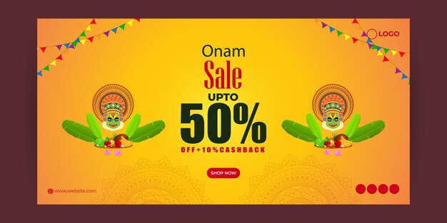 Happy Onam Sale 소셜 미디어 스토리 피드 목업 템플릿의 벡터 그림