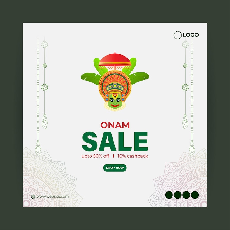 वेक्टर vector illustration of happy onam sale social media story feed mockup template