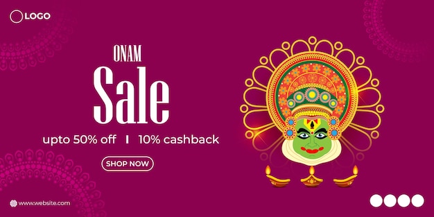 Happy Onam Sale 소셜 미디어 스토리 피드 목업 템플릿의 벡터 그림