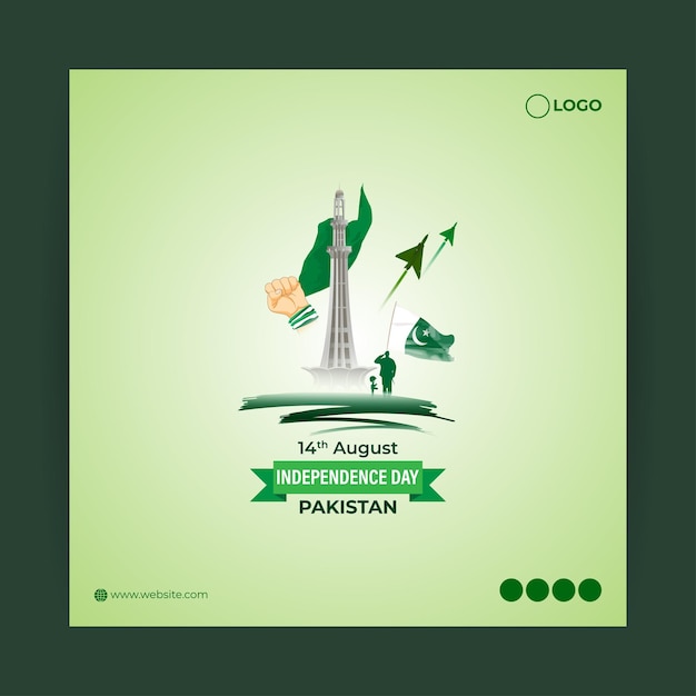 Vector illustration of Happy Pakistan Independence Day social media story feed mockup template