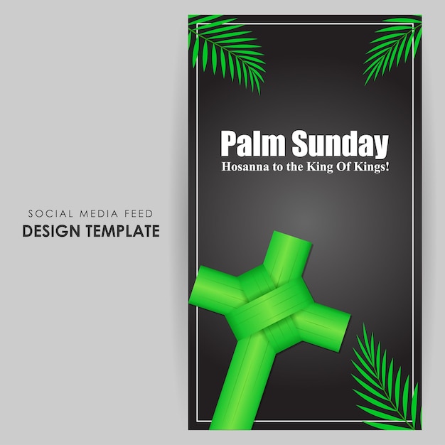 Vector illustration of Happy Palm Sunday social media story feed mockup template