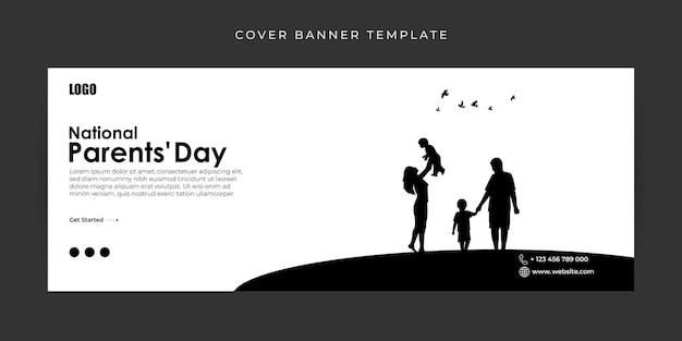 Vector illustration of Happy Parents' Day 8 July Facebook cover banner mockup Template