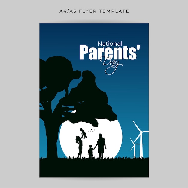 幸せな親の日 7 月 8 日ソーシャル メディア ストーリー フィード モックアップ a4 テンプレートのベクトル イラスト