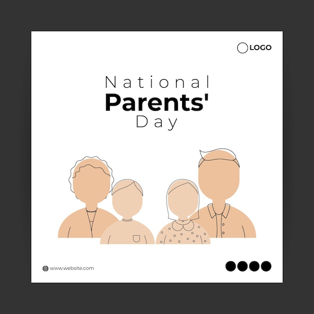 Illustrazione vettoriale di happy parents' day 8 luglio modello di mockup del feed della storia dei social media