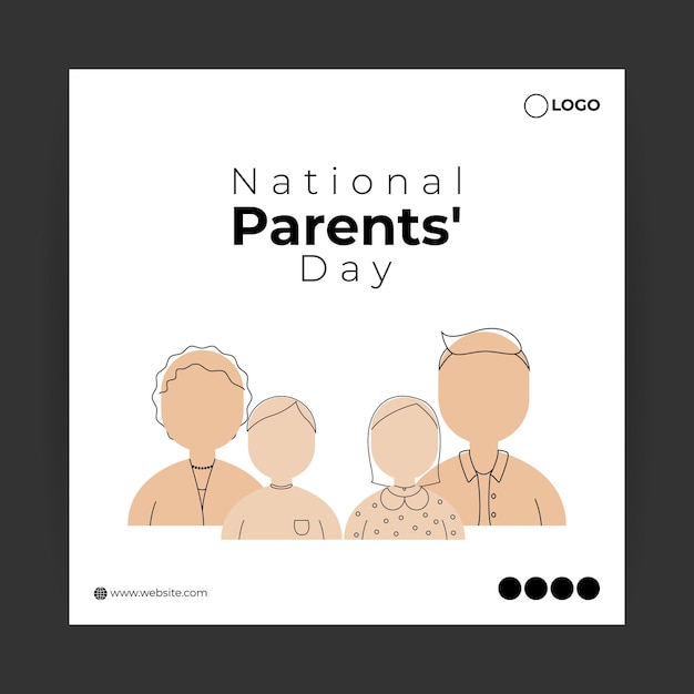 Vector illustration of Happy Parents' Day 8 July social media story feed mockup template