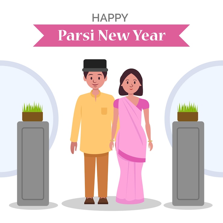 वेक्टर vector illustration of happy parsi new year wishes background