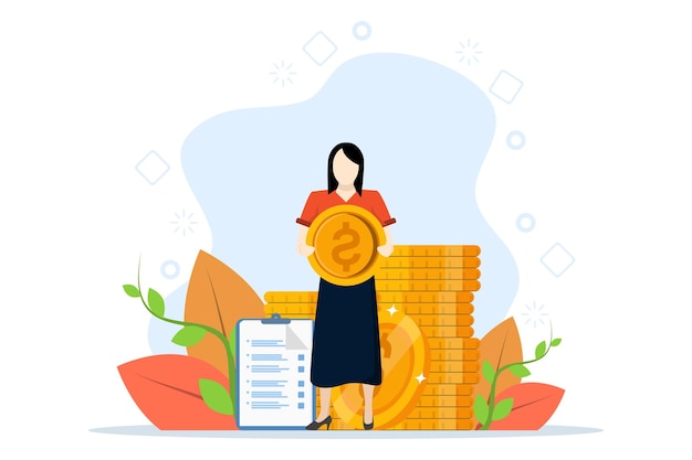 vector illustration of happy people character making money or investment success