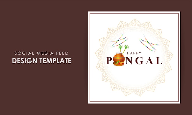 Vector illustration of Happy Pongal social media feed template