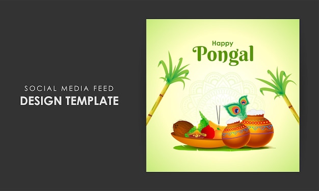 Vector vector illustration of happy pongal social media feed template