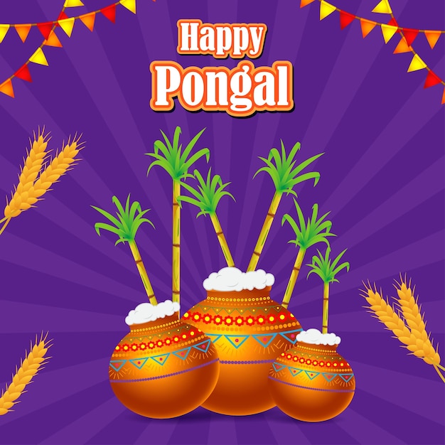 Vector illustration of happy pongal