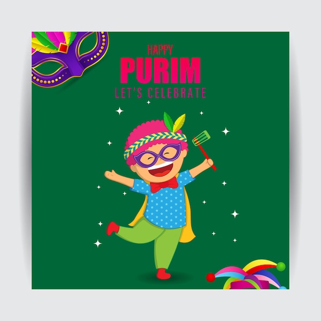 Векторная иллюстрация приветствия фестиваля Happy Purim