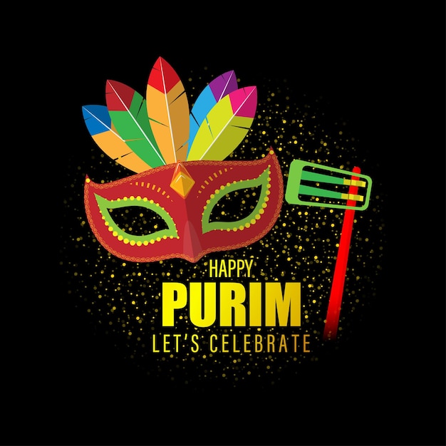 Vector illustration of Happy Purim greeting