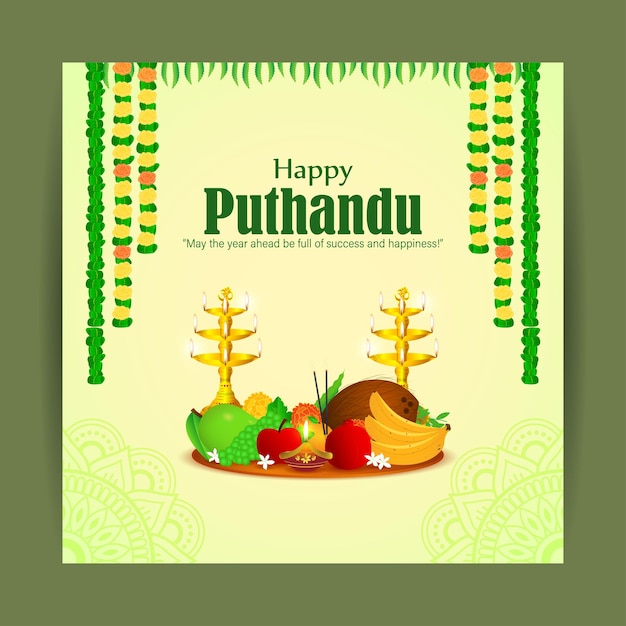 Vettore illustrazione vettoriale del modello di feed dei social media happy puthandu