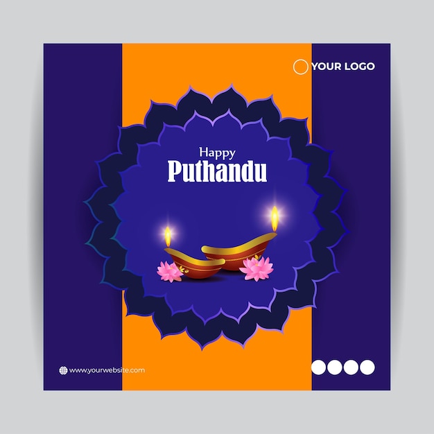 Vector vector illustration of happy puthandu tamil new year social media story feed mockup template