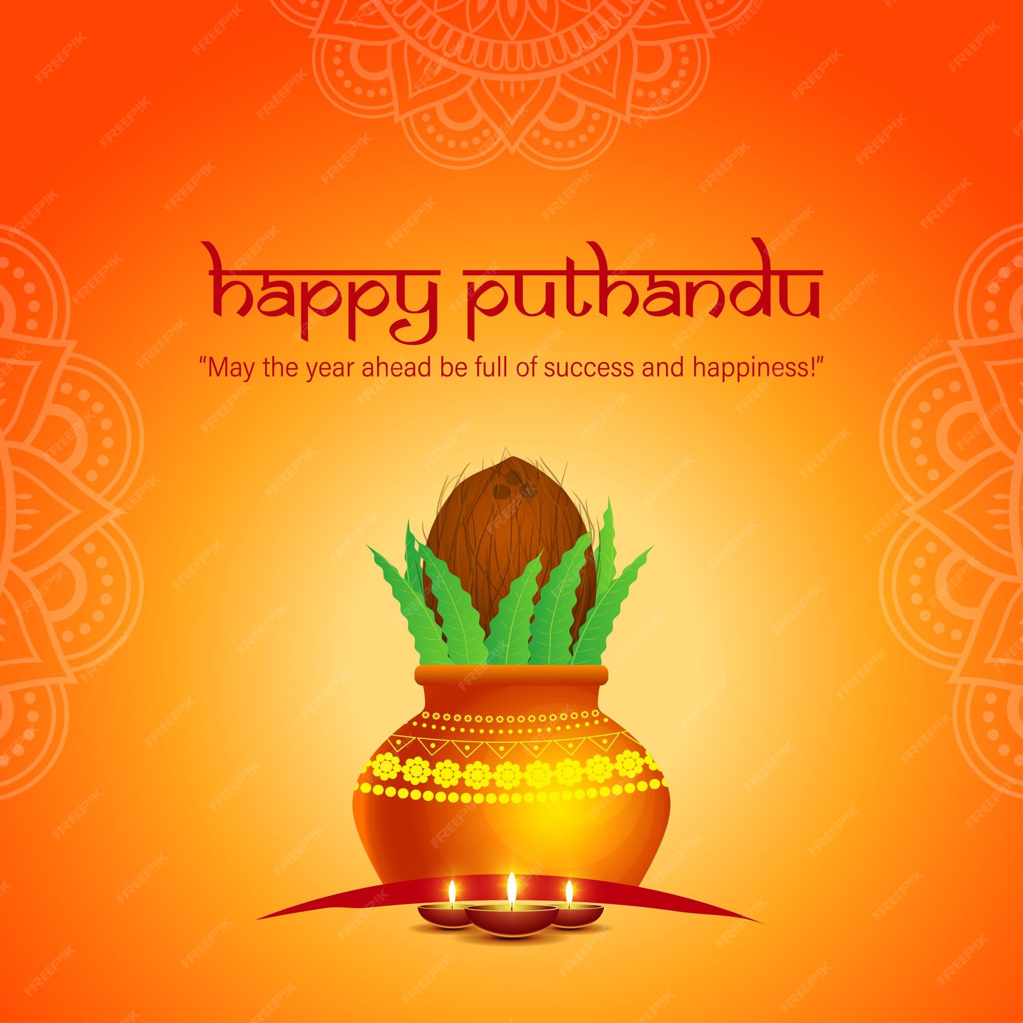 Premium Vector Vector illustration of happy puthandu wishes greeting