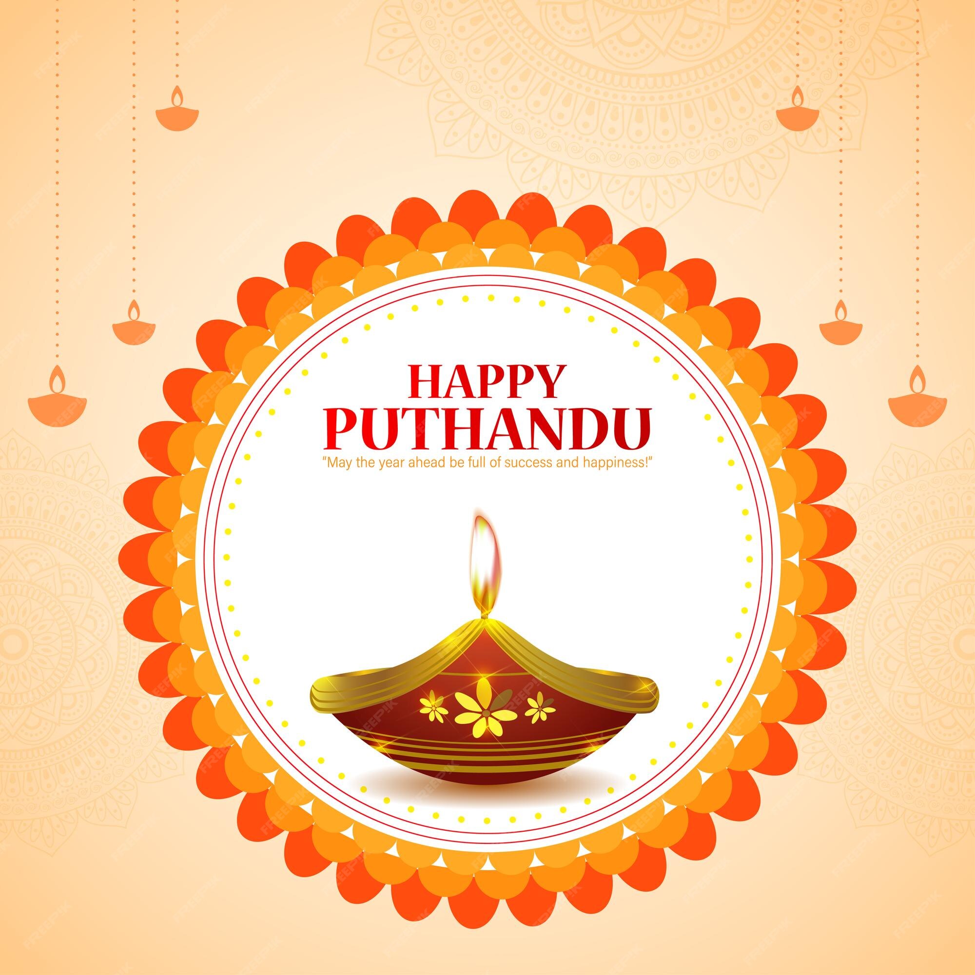 Premium Vector Vector illustration of happy puthandu wishes greeting