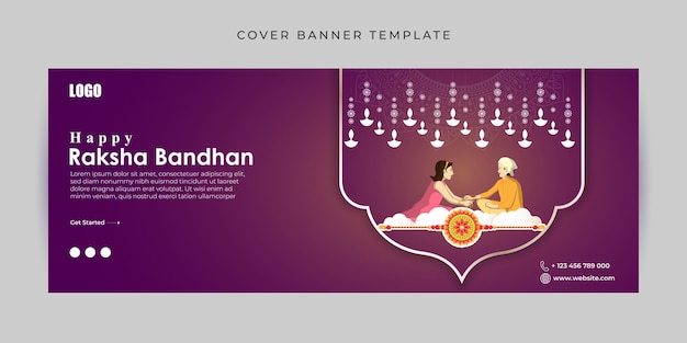 Vettore illustrazione vettoriale di happy raksha bandhan modello di banner di copertina di facebook