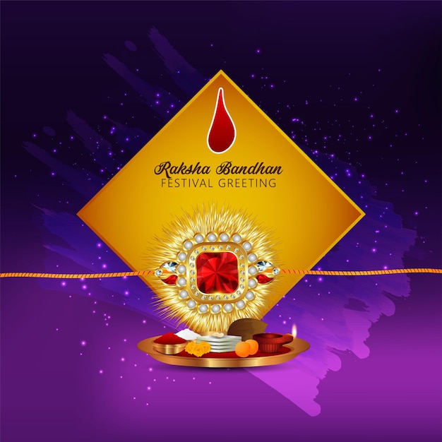 Vector illustration of happy raksha bandhan indian festival celebration with crystal rakhi and gifts