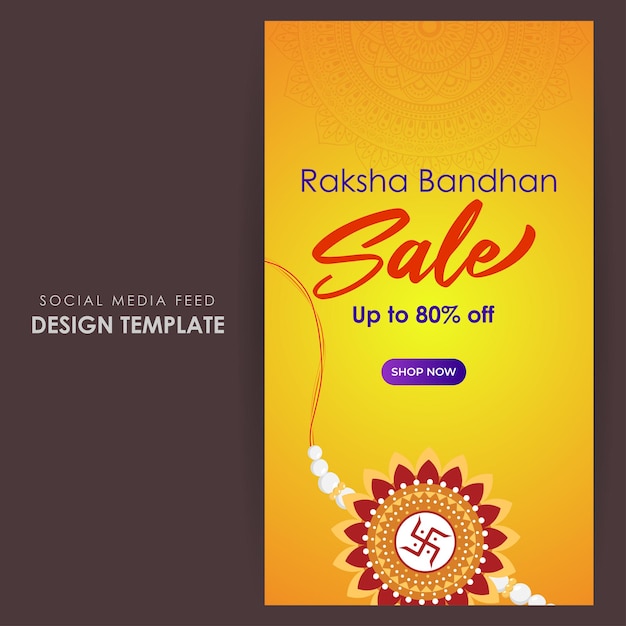 Happy Raksha Bandhan Sale 소셜 미디어 스토리 피드 목업 템플릿의 벡터 그림