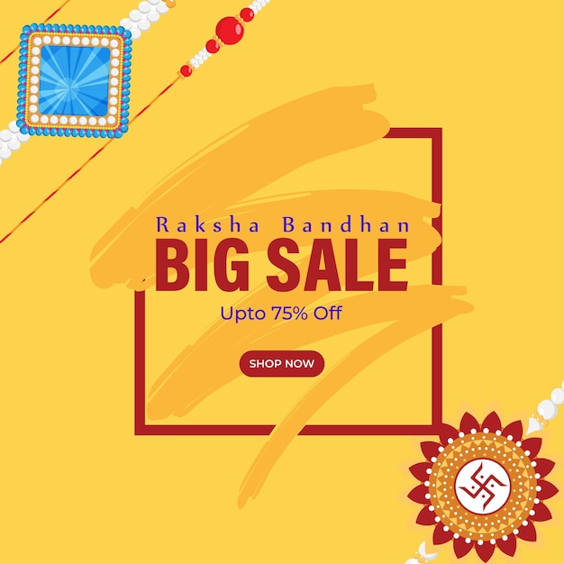 Vector illustration of Happy Raksha Bandhan Sale social media story feed set mockup template