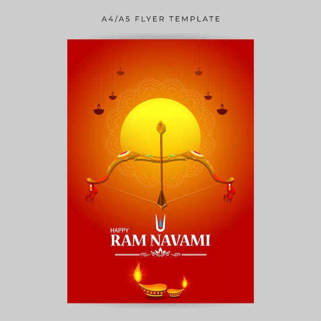 Vettore illustrazione vettoriale del modello a4 del feed dei social media di happy rama navami