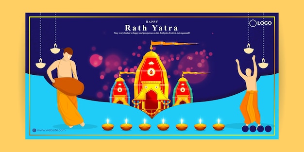 Vector illustration of Happy Rath Yatra social media story feed mockup template