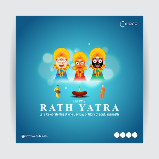 Happy Rath Yatra 소셜 미디어 스토리 피드 목업 템플릿의 벡터 그림