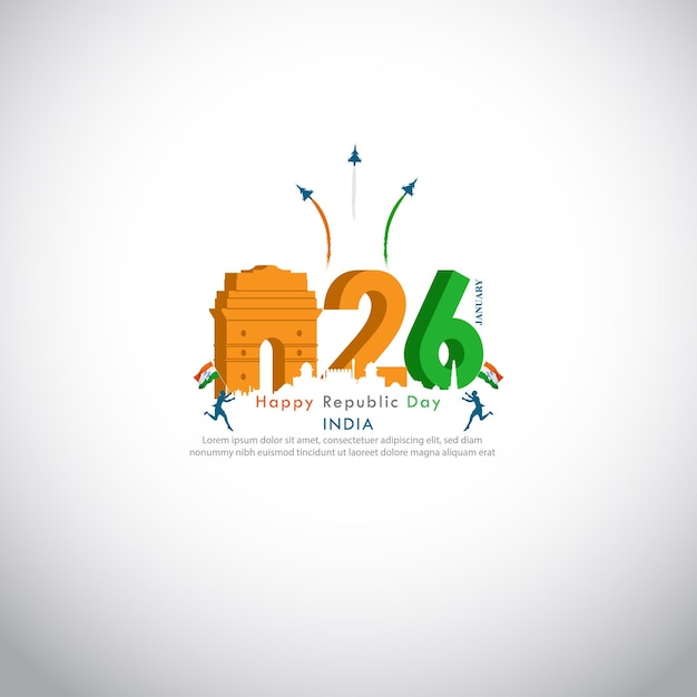 Illustrazione vettoriale per la felice festa della repubblica india26 gennaio