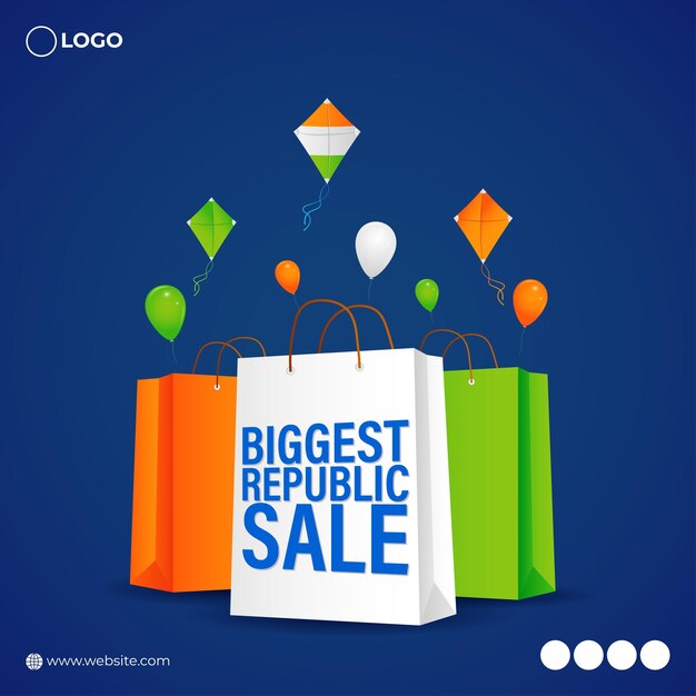 Vector illustration of happy republic day sale social media feed template