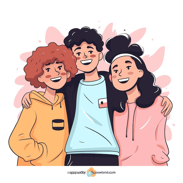 Vector illustration of happy smiling children Boys and girls in colorful clothes