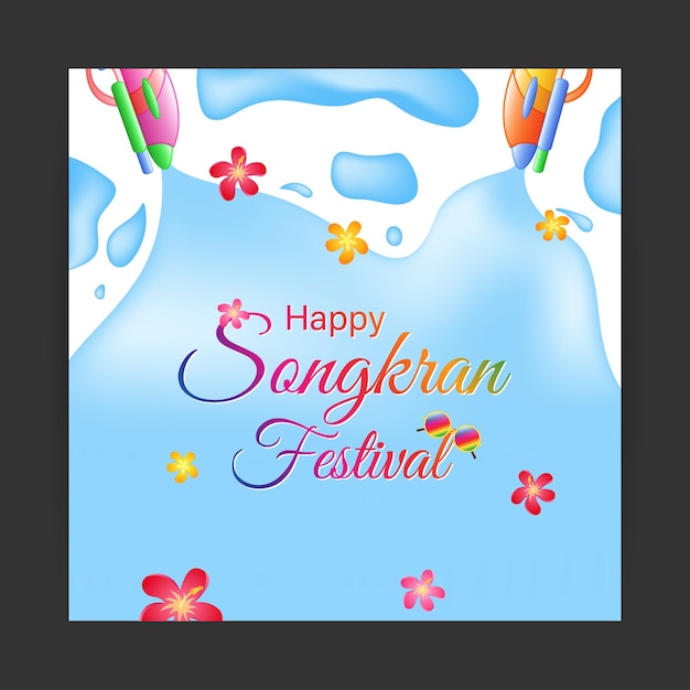 vector illustration of happy songkran social media story feed mockup template