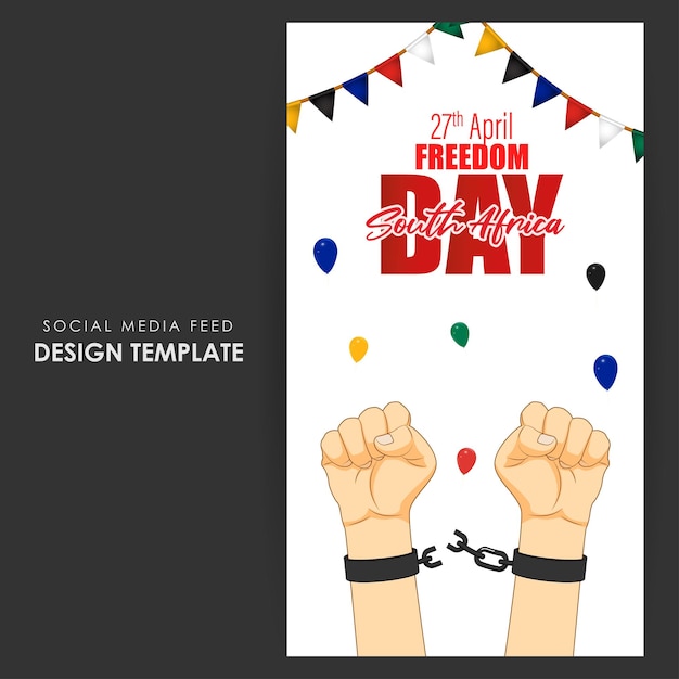 Vector illustration of Happy South Africa Freedom Day social media story feed mockup template