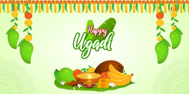 Vector illustration of Happy Ugadi social media feed template