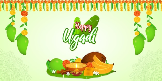 Vector illustration of happy ugadi social media feed template