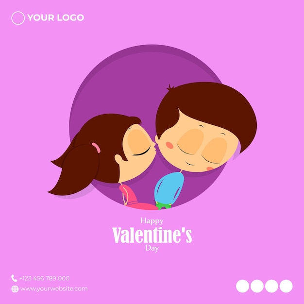 Vector illustration of Happy Valentine's Day Cute couple concept greeting