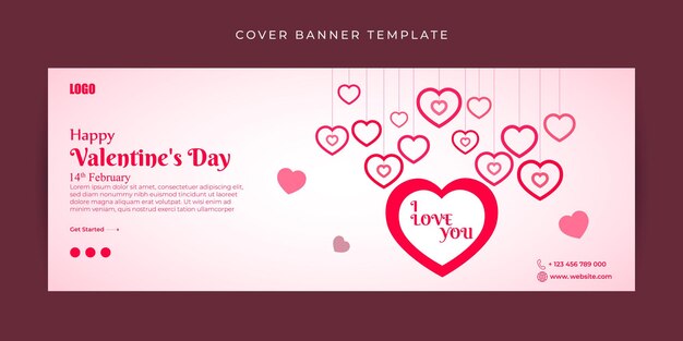 Vettore illustrazione vettoriale del banner di copertina di happy valentine's day su facebook