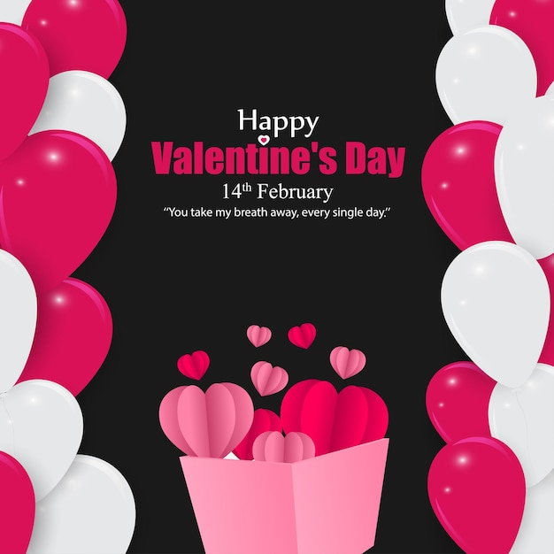 Vector vector illustration of happy valentines day social media feed template