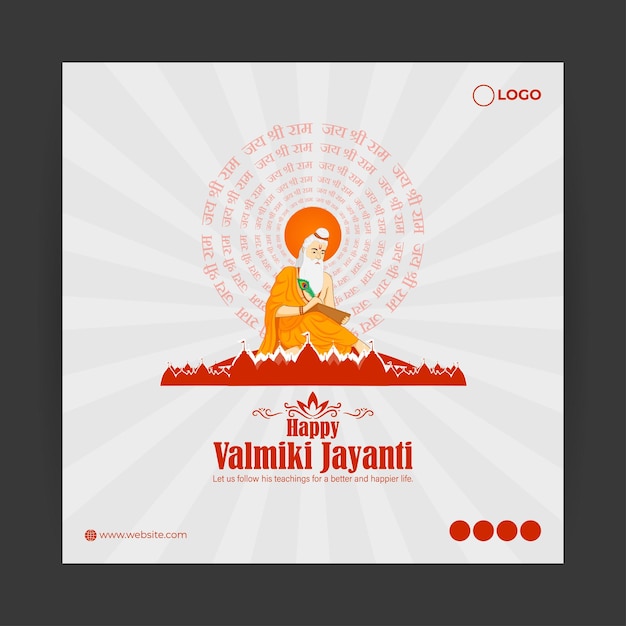 Illustrazione vettoriale del modello di feed dei social media happy valmiki jayanti