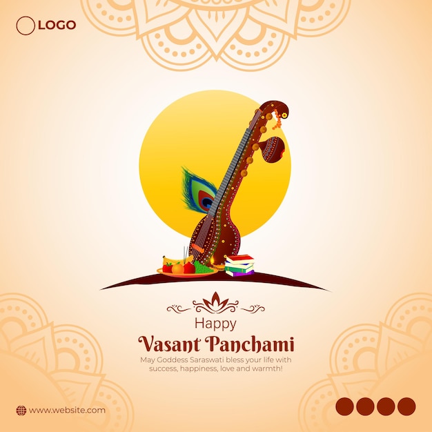 Vector vector illustration of happy vasant panchami social media feed template