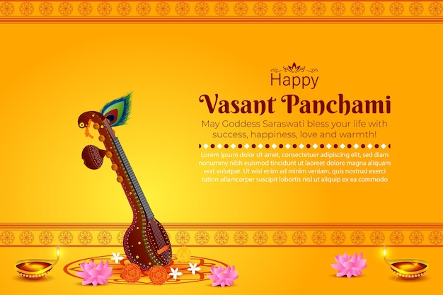 Vector illustration of happy vasant panchami social media feed template