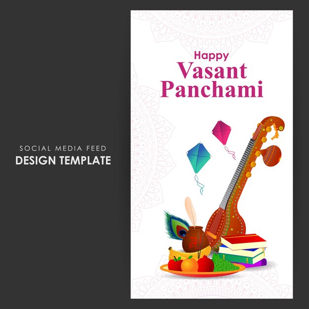 Vector vector illustration of happy vasant panchami social media feed template