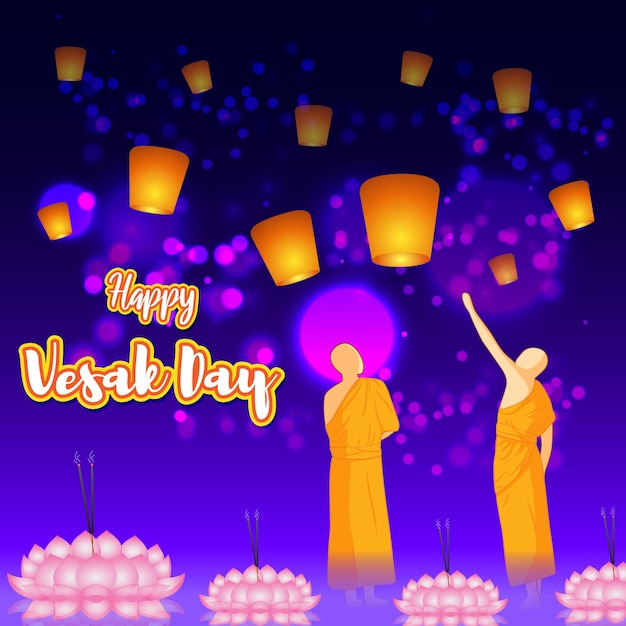 Vector vector illustration for happy vesak day buddha purnima