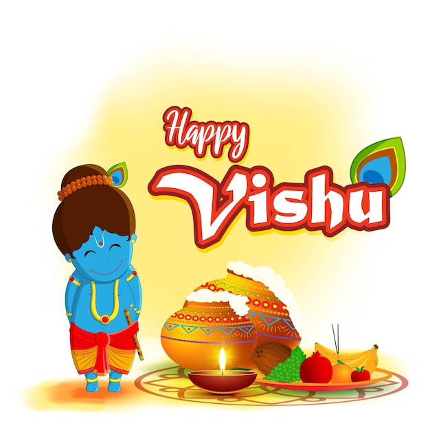Векторная иллюстрация концептуального баннера Happy Vishu