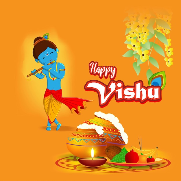 Векторная иллюстрация концептуального баннера Happy Vishu