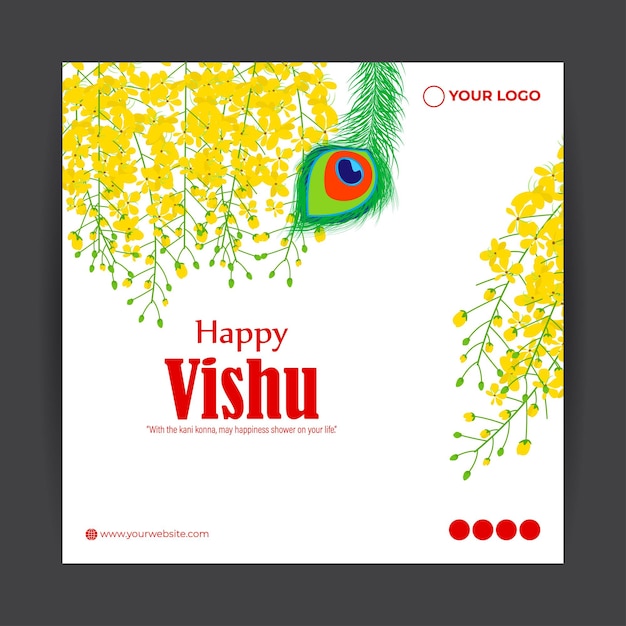 Vector illustration of Happy Vishu social media story feed mockup template