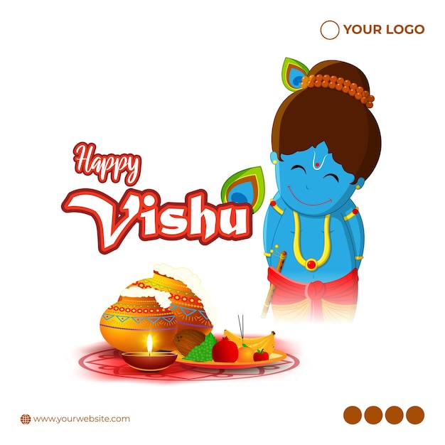 Happy Vishu 소셜 미디어 스토리 피드 목업 템플릿의 벡터 그림