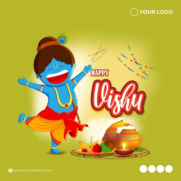 Happy Vishu 소셜 미디어 스토리 피드 목업 템플릿의 벡터 그림