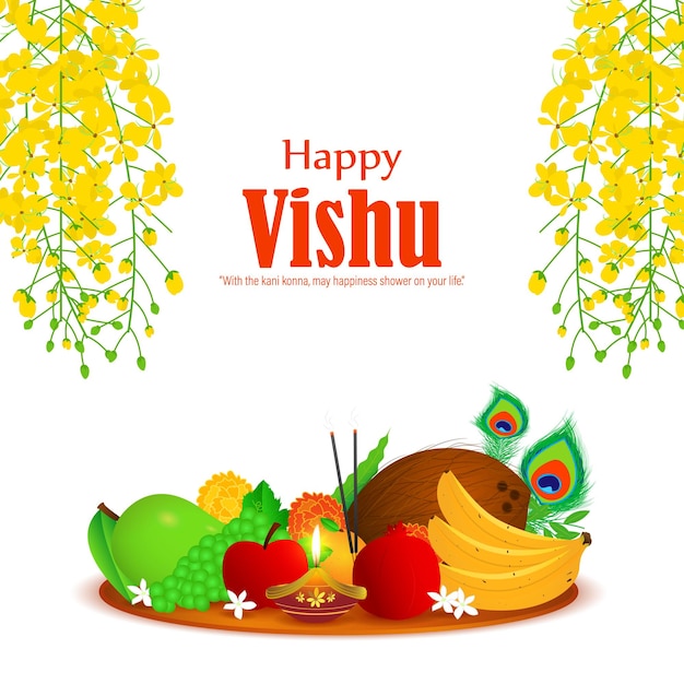vector illustration of happy vishu wishes greeting banner