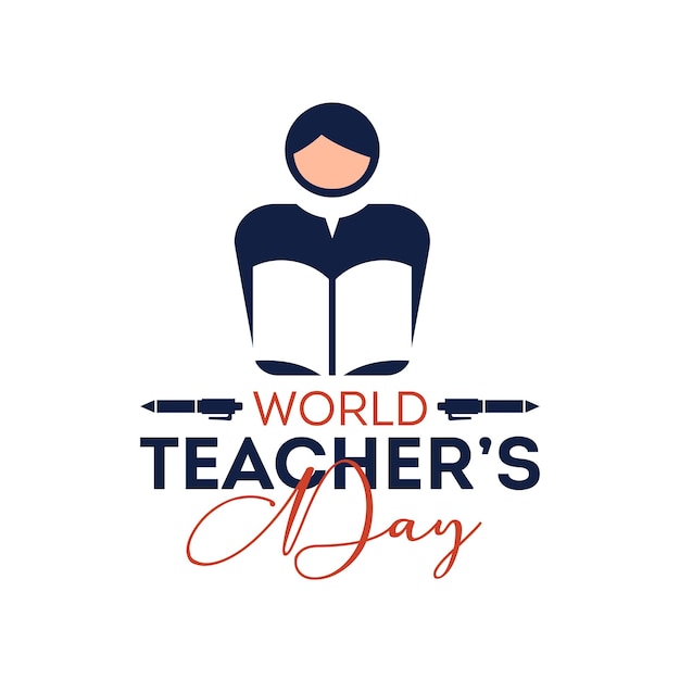 Векторная иллюстрация счастливого всемирного дня учителя 5 октября Письменный плакат с текстом Всемирный день учителя Векторная иллюстрация
